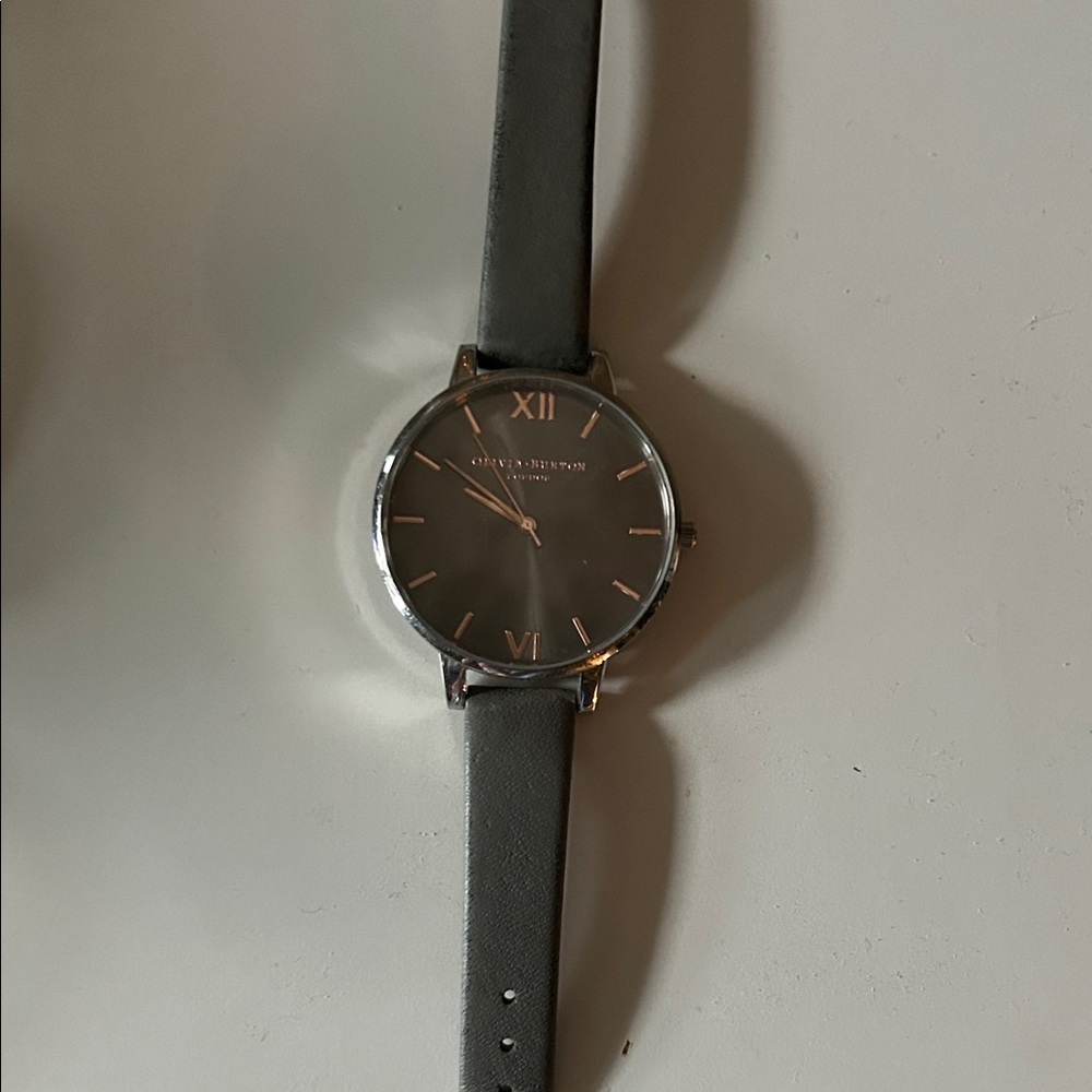 Olivia Burton Charcoal Watch with Rose Gold Details